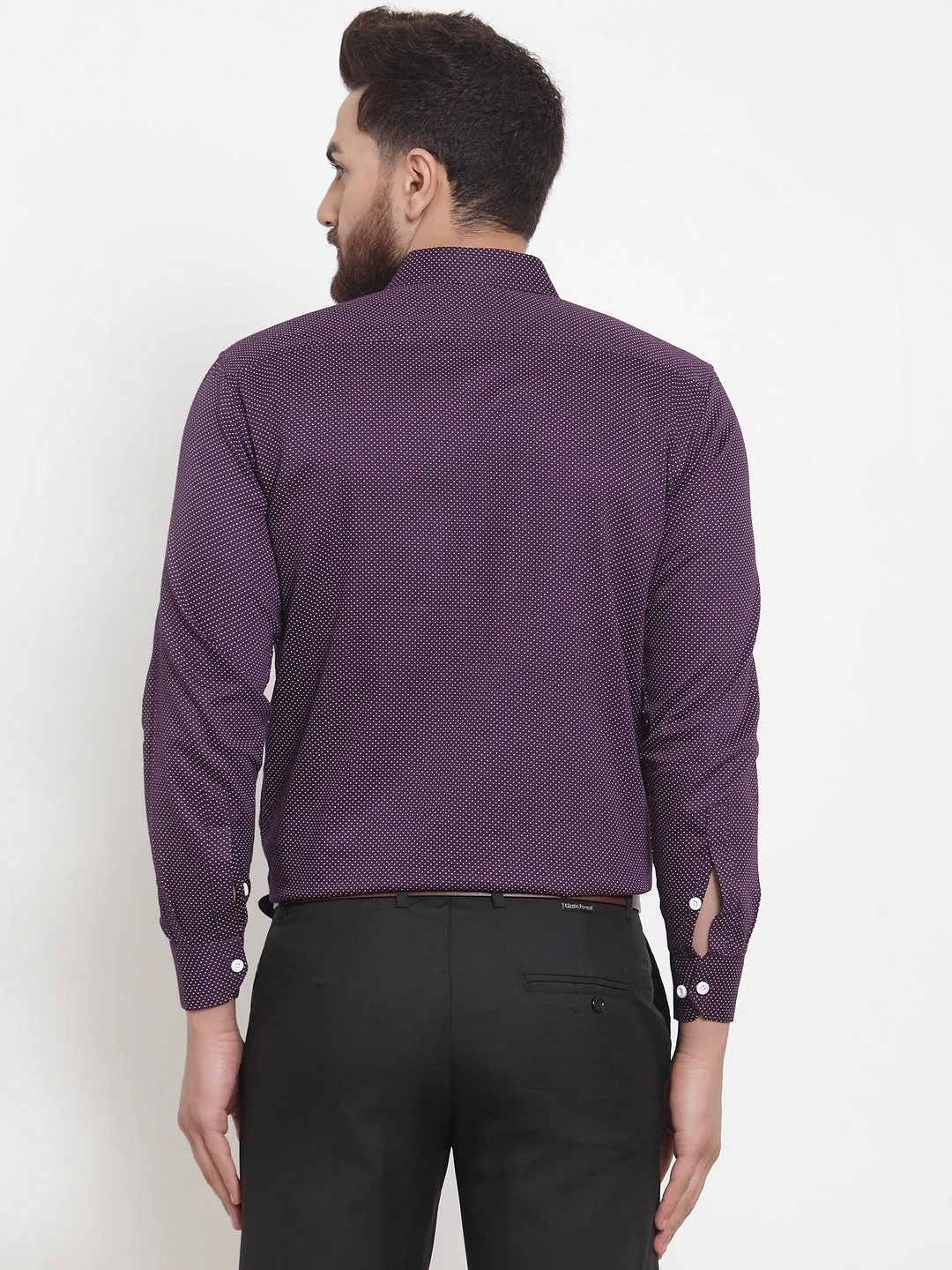 Men's Purple Cotton Polka Dots Formal Shirts ( SF 736Purple ) - Jainish