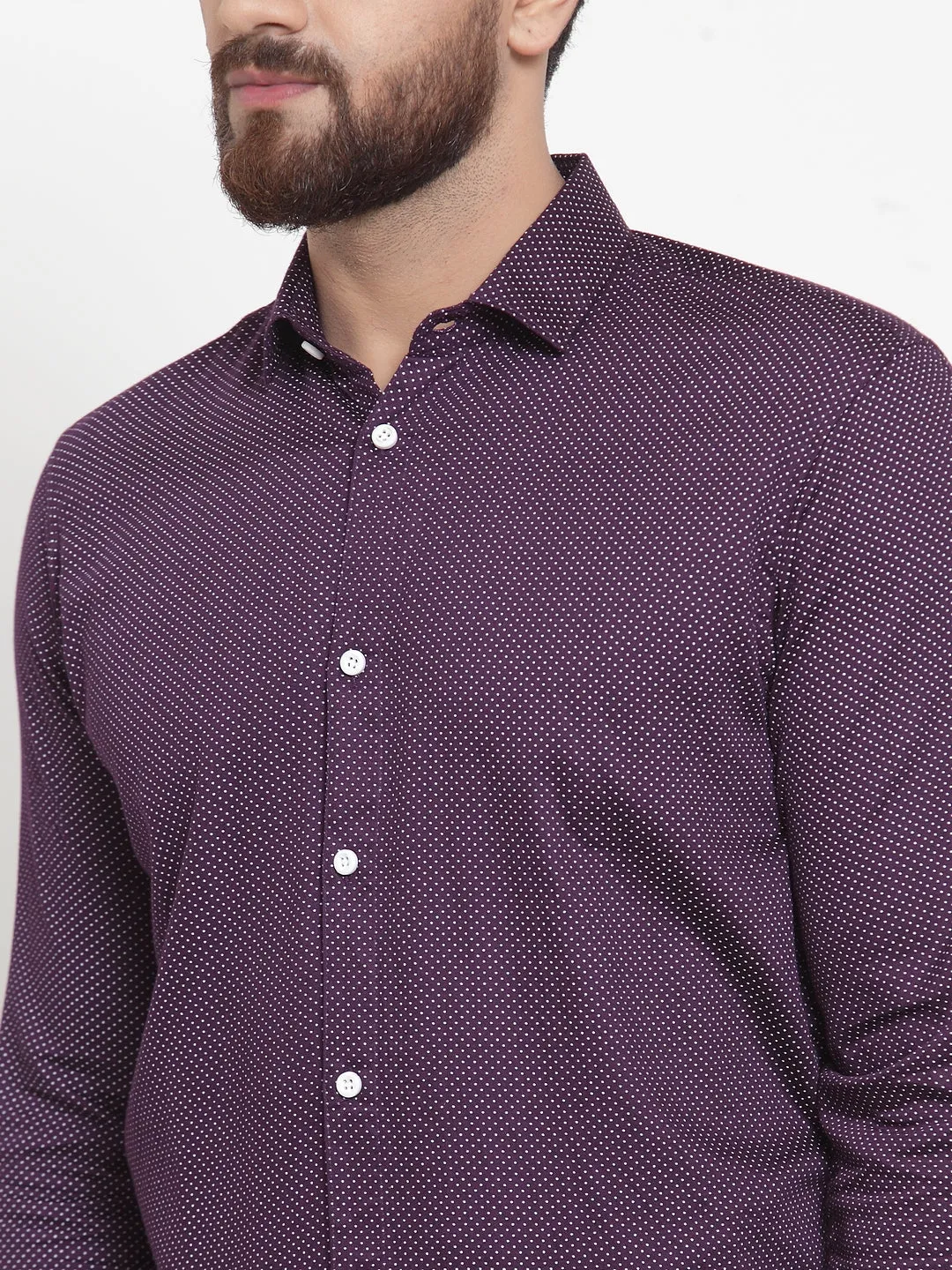 Men's Purple Cotton Polka Dots Formal Shirts ( SF 736Purple ) - Jainish