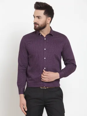 Men's Purple Cotton Polka Dots Formal Shirts ( SF 736Purple ) - Jainish