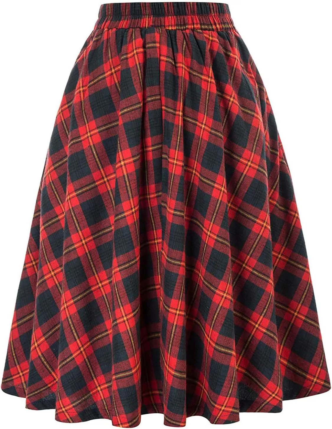Midi Skirts for Women Fashion Casual Plaid Skirt with Vintage High Waist Pleated Skirt Hot Tennis A-Line Skirts