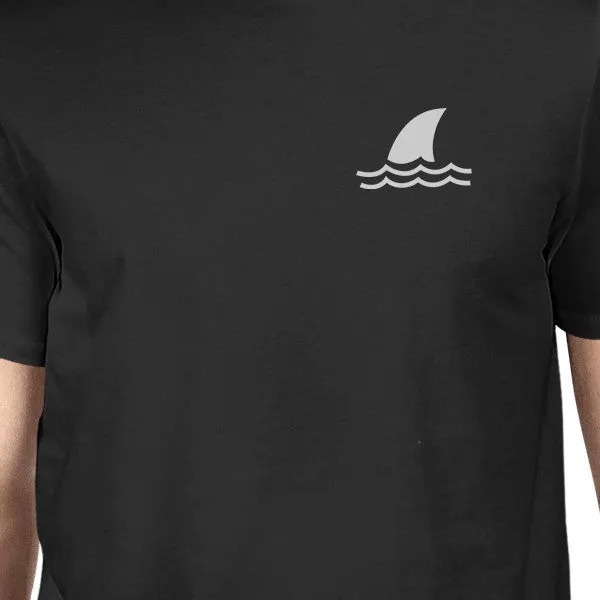 Mini Shark Black Mens Lightweight Graphic Tshirt Round Neck Cotton