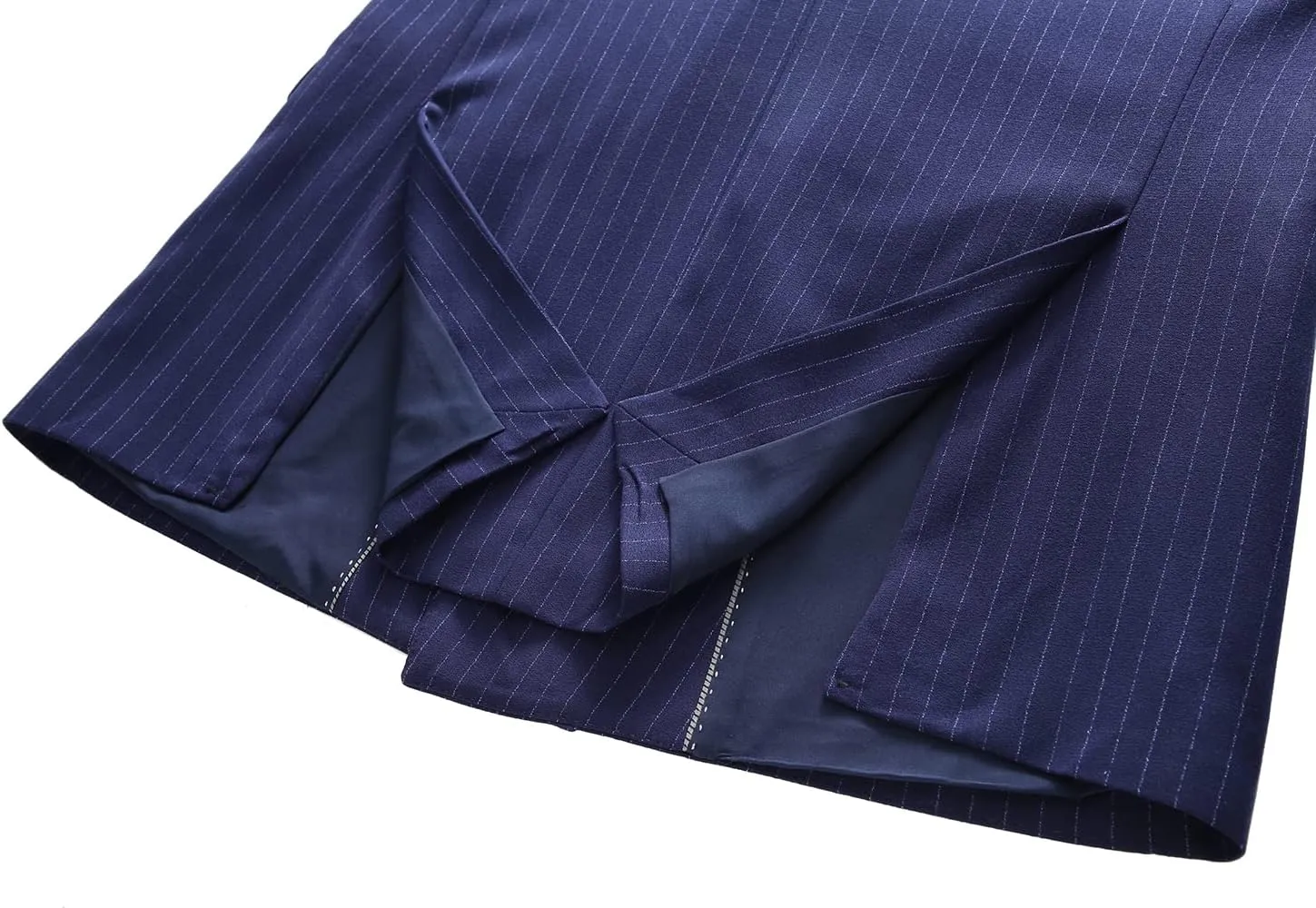 MOGU Mens Suits 3 Piece Double Breasted Suit Pinstripe Slim Fit Tuxedo Jacket Vest Pants for Business Wedding Prom