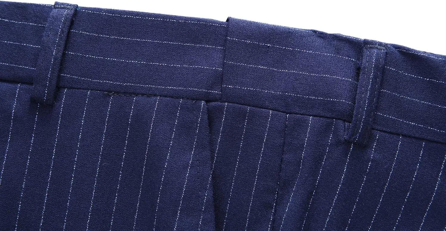 MOGU Mens Suits 3 Piece Double Breasted Suit Pinstripe Slim Fit Tuxedo Jacket Vest Pants for Business Wedding Prom