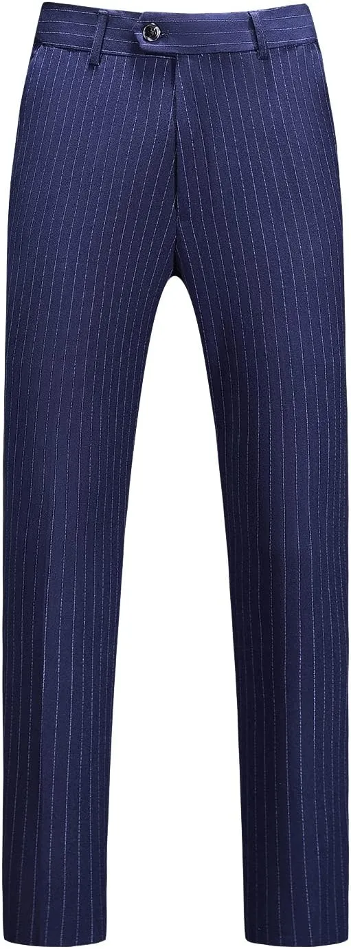 MOGU Mens Suits 3 Piece Double Breasted Suit Pinstripe Slim Fit Tuxedo Jacket Vest Pants for Business Wedding Prom
