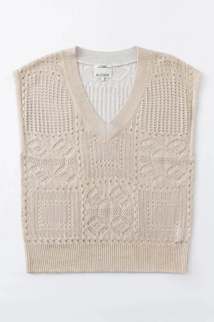 N.263 Open Knit V-Neck Top Gold Foil