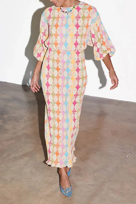 Oval Charm Lantern Sleeve Dress