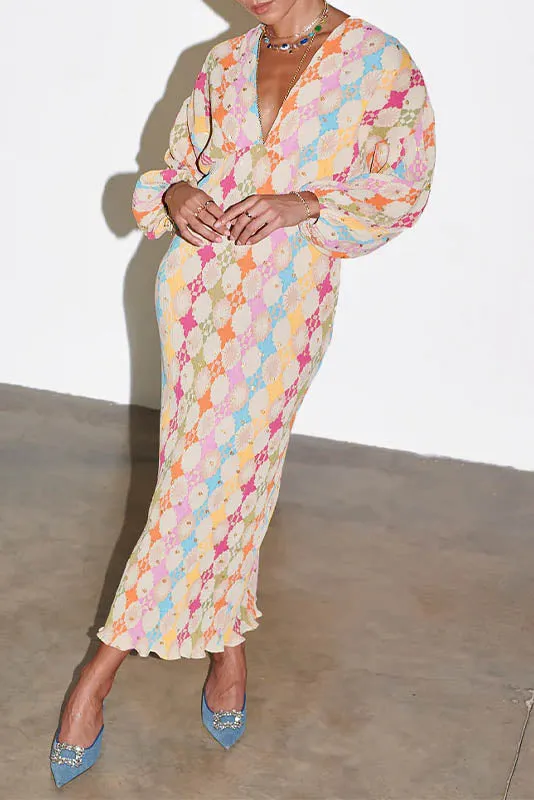 Oval Charm Lantern Sleeve Dress