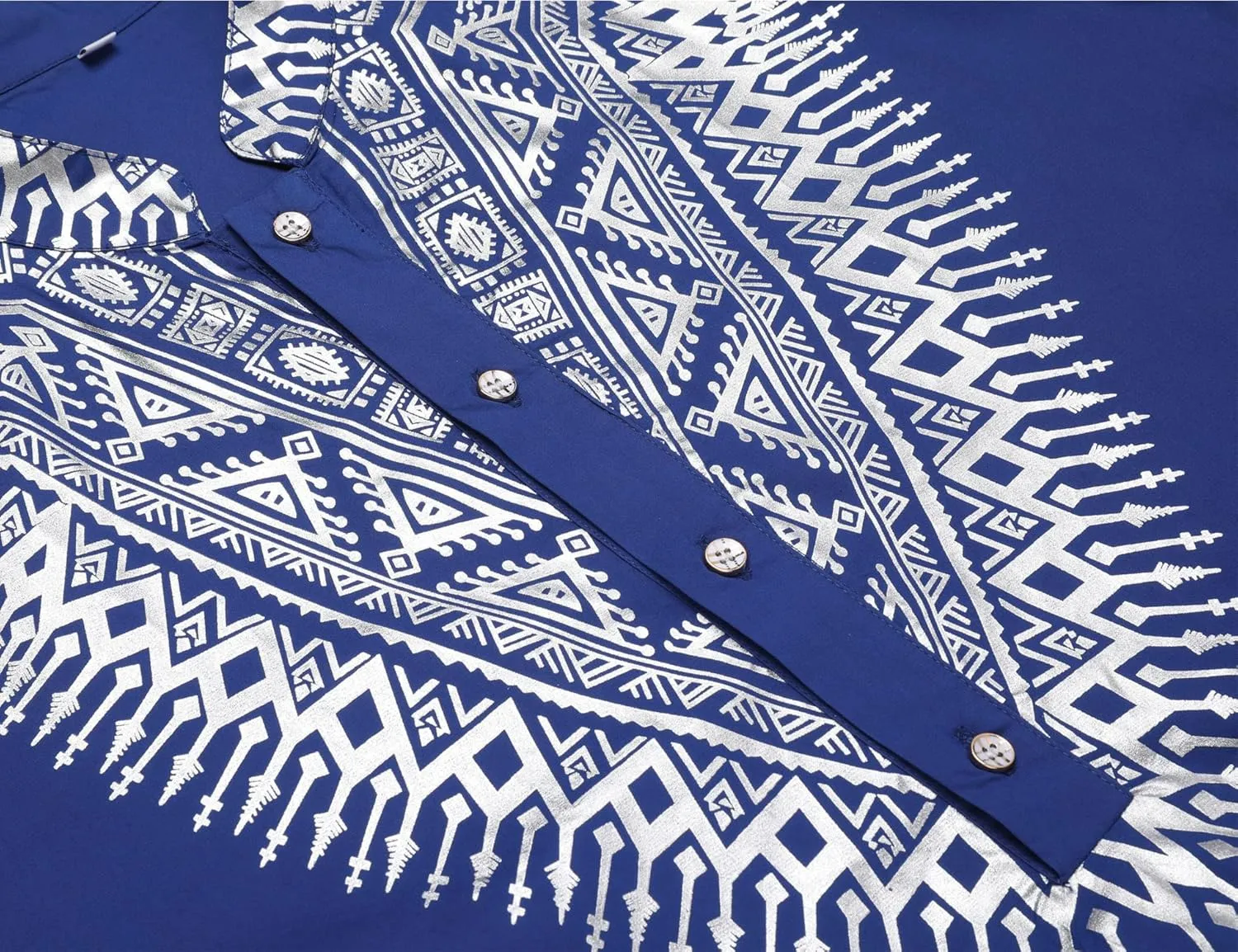 Pacinoble Mens African 2 Piece Set Metallic Traditional Suit Floral Printed Mens African Dashiki Shirt and Pants Outfit