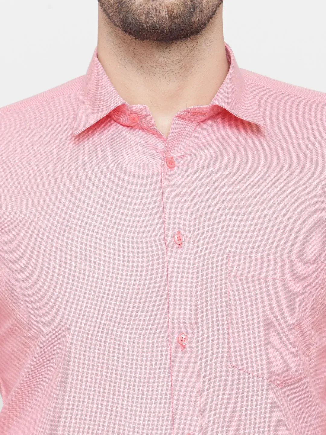 Pink Men'S Cotton Geometric Formal Shirts