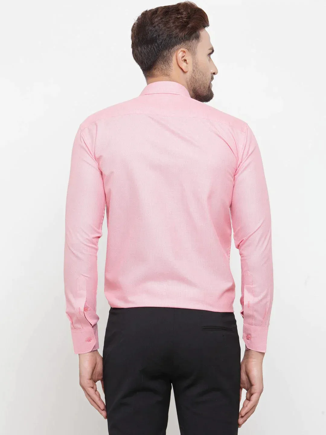 Pink Men'S Cotton Geometric Formal Shirts