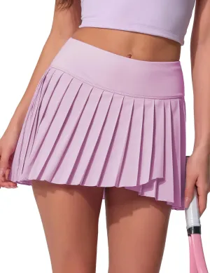 Pleated Tennis Skirts for Women with Shorts Pockets Side Slit High Waisted Athletic Golf Workout Flowy Skirt Skort