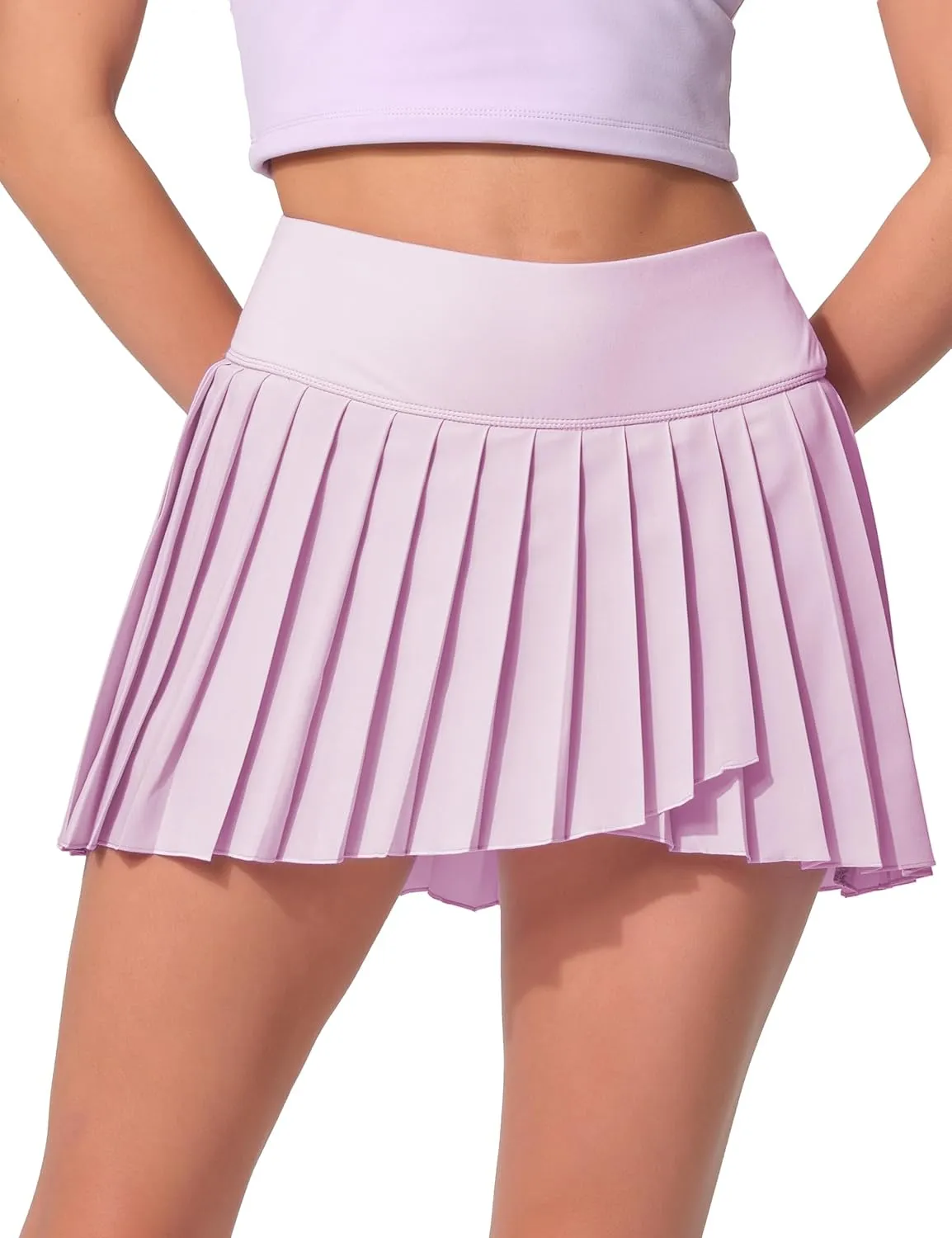 Pleated Tennis Skirts for Women with Shorts Pockets Side Slit High Waisted Athletic Golf Workout Flowy Skirt Skort