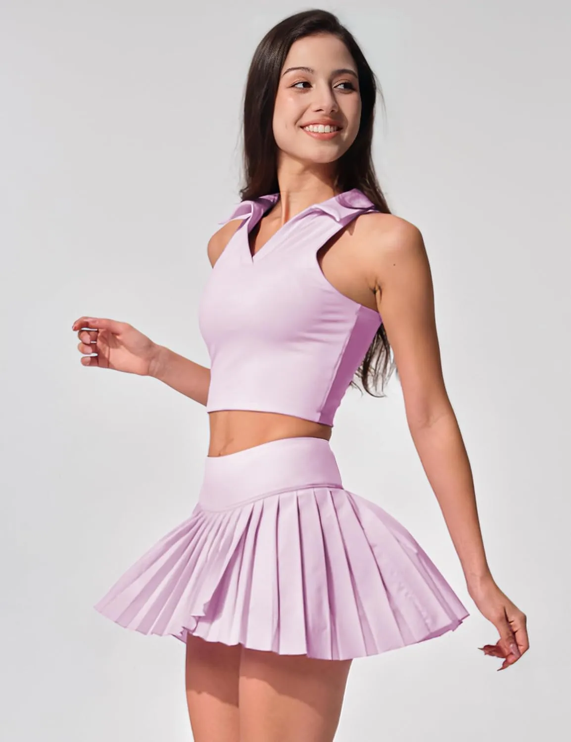 Pleated Tennis Skirts for Women with Shorts Pockets Side Slit High Waisted Athletic Golf Workout Flowy Skirt Skort