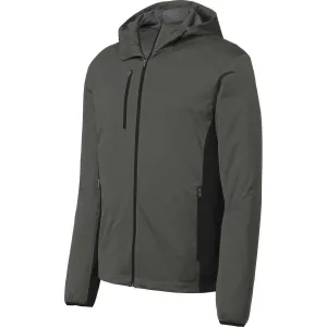Port Authority Men's Grey Steel/Deep Black Active Hooded Soft Shell Jacket