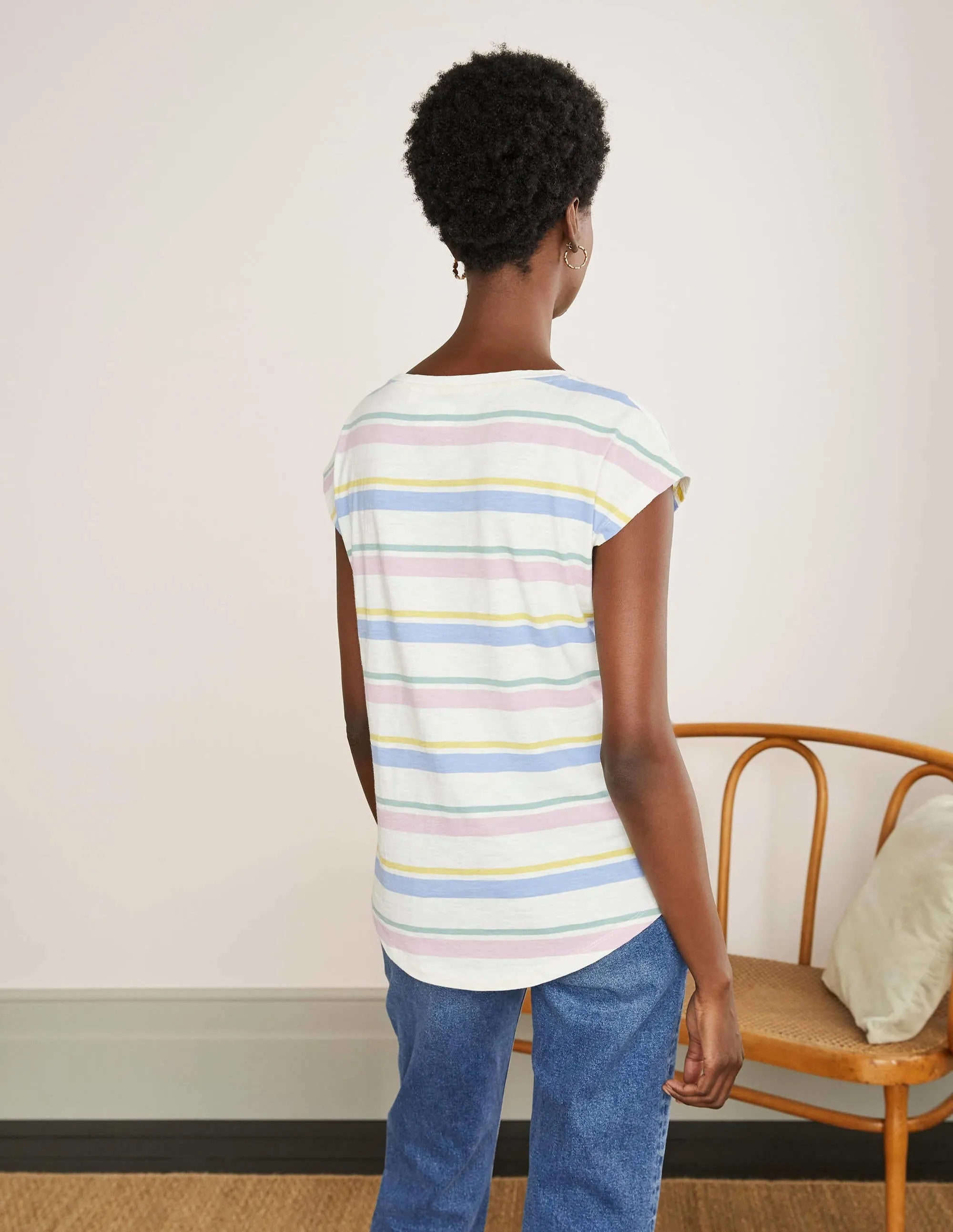 Robyn Jersey Tee-Pastel Multistripe