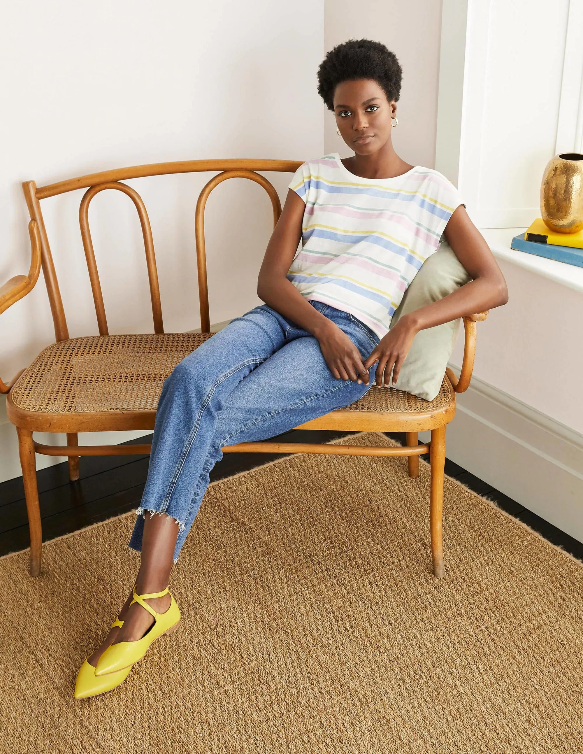 Robyn Jersey Tee-Pastel Multistripe