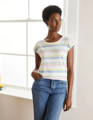 Robyn Jersey Tee-Pastel Multistripe