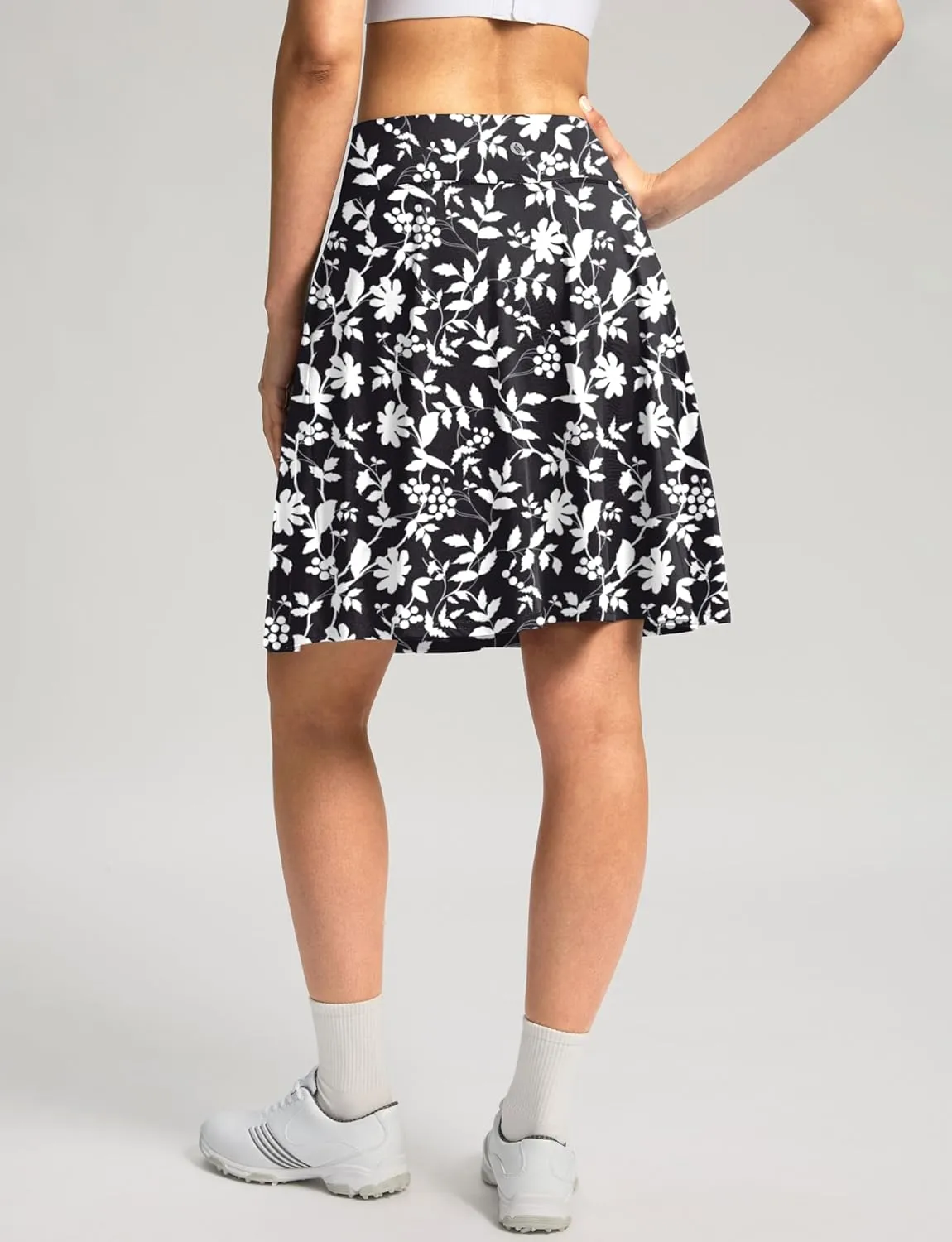 SANTINY 20'' Knee Length Skorts for Woman 4 Pockets High Waisted Women's Tennis Golf Skirts Long Athletic Skirt with Shorts