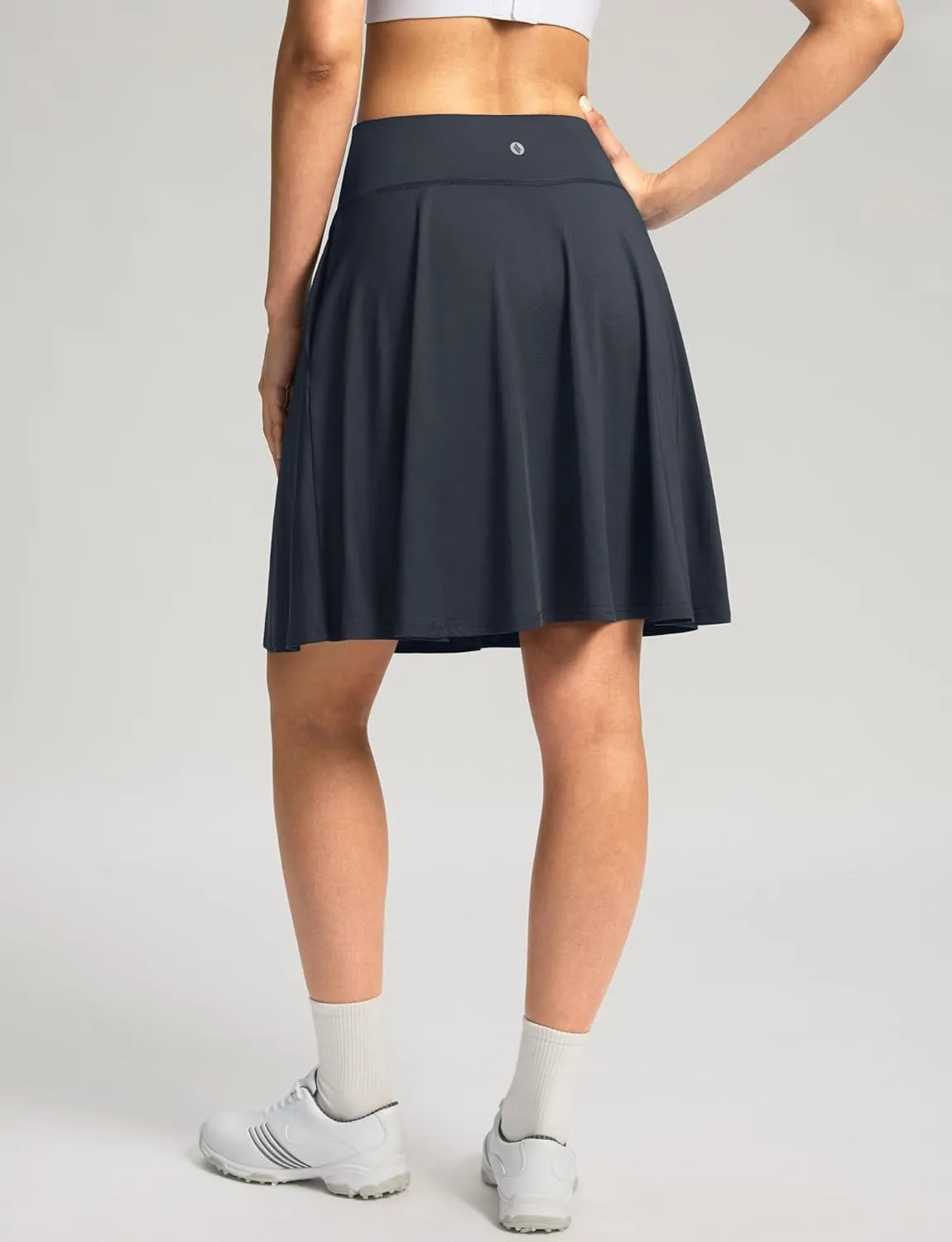 SANTINY 20'' Knee Length Skorts for Woman 4 Pockets High Waisted Women's Tennis Golf Skirts Long Athletic Skirt with Shorts