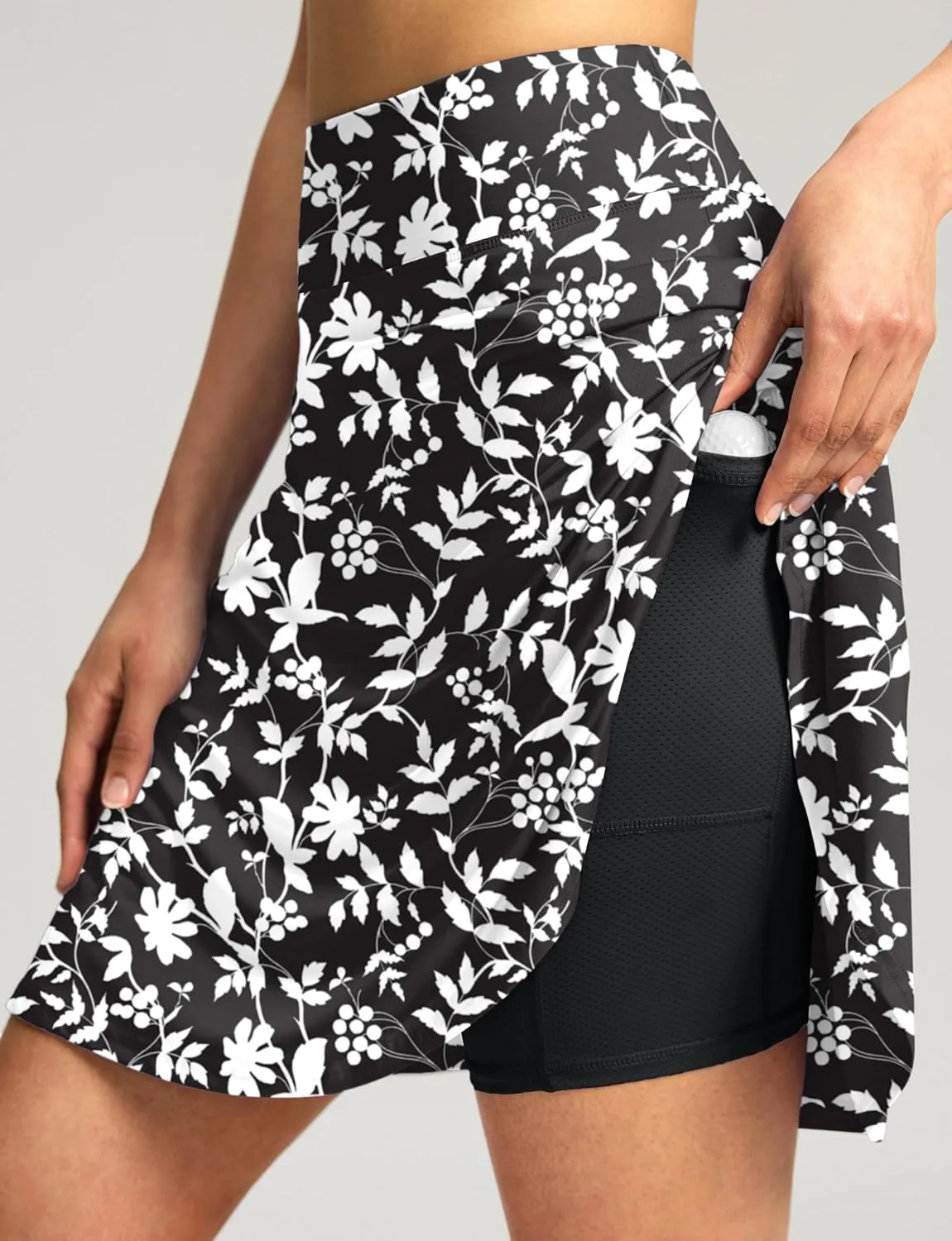 SANTINY 20'' Knee Length Skorts for Woman 4 Pockets High Waisted Women's Tennis Golf Skirts Long Athletic Skirt with Shorts