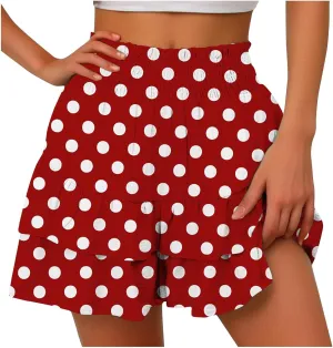 Shorts for Women Summer Polka Dot High Wasited Yoga Skirts Casual Lightweight Workout Tennis Flowy Beach Short Pants