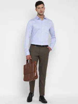 Sky Blue Cotton Self Design Slim Fit Shirts