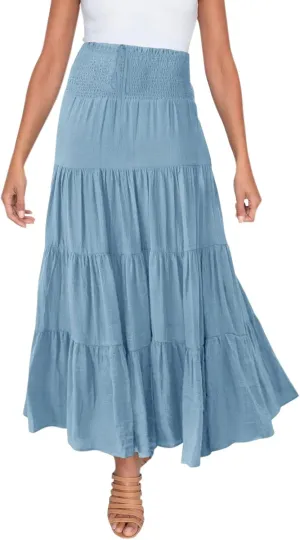 Solid Renaissance Skirt A Line Summer Pleated Boho High Rise Knee Length Skirts for Women Robe High Waist Cute Dress