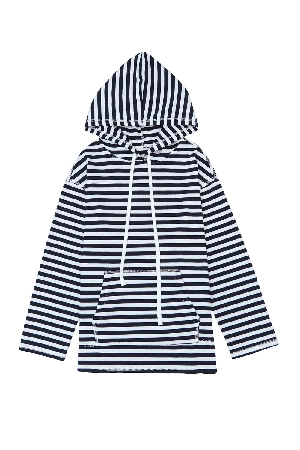 Striped Kangaroo Pocket Drawstring Hoodie