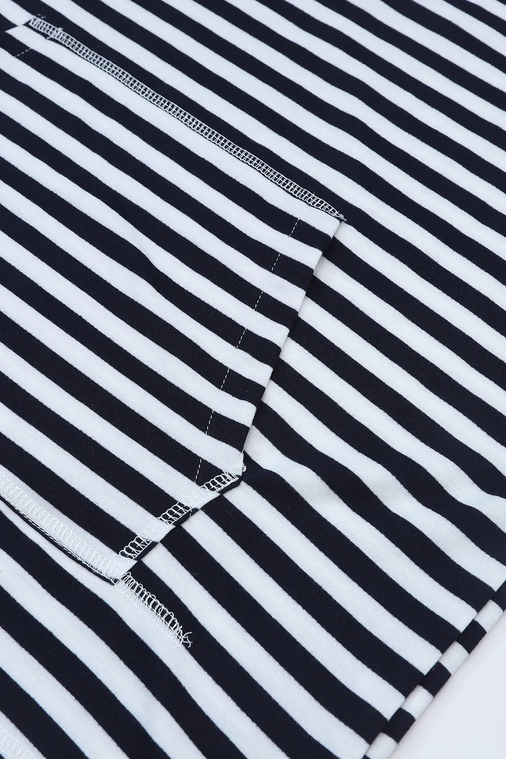 Striped Kangaroo Pocket Drawstring Hoodie