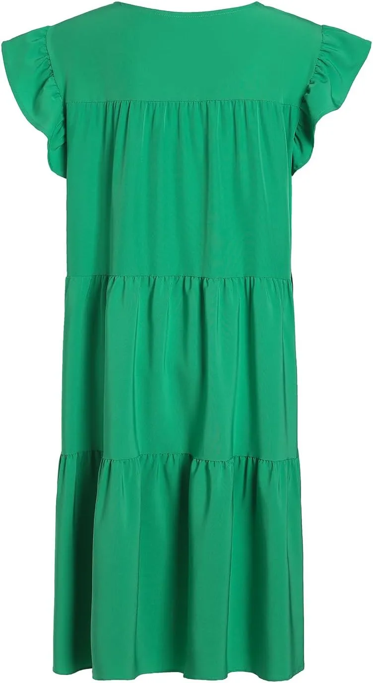 Summer Dresses for Women 2023,Plus Size Casual Cute Babydoll Dress,Tiered Ruffle Flowy Boho Beach Sundress