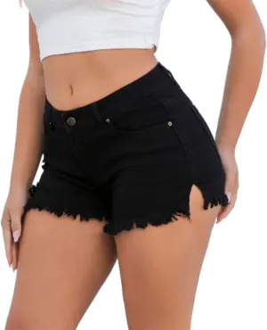 Summer Womens Jeans Shorts High Waisted Casual Vintage Frayed Raw Hem Distressed Denim Jorts with Pockets