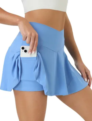 Tennis Skirt for Women High Waisted Golf Skirts with Pockets Shorts Crossover Athletic Pleated Skorts