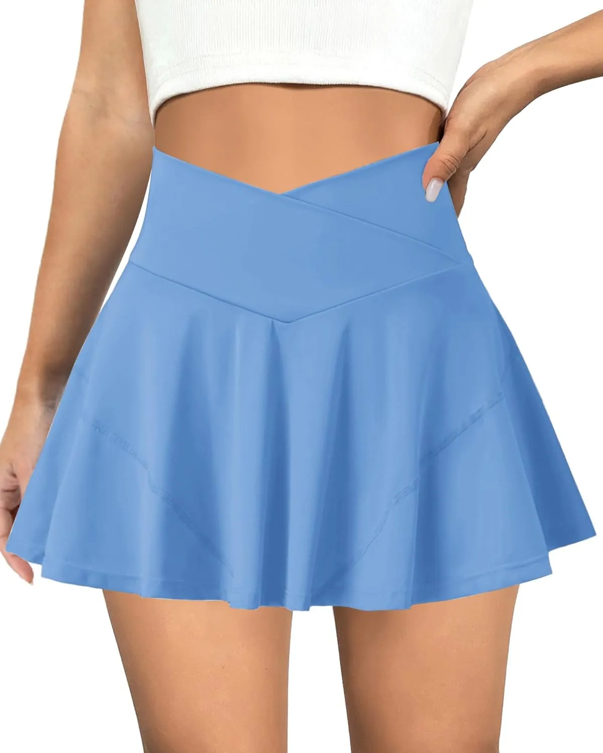 Tennis Skirt for Women High Waisted Golf Skirts with Pockets Shorts Crossover Athletic Pleated Skorts