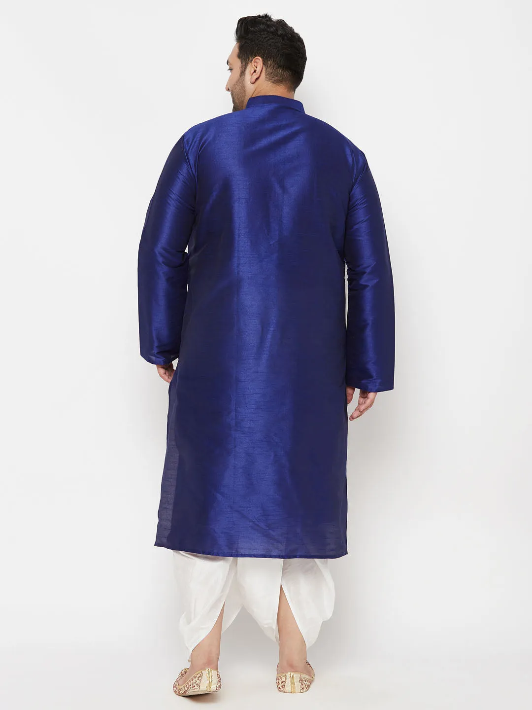 VASTRAMAY Dark Blue Silk Blend Kurta Set