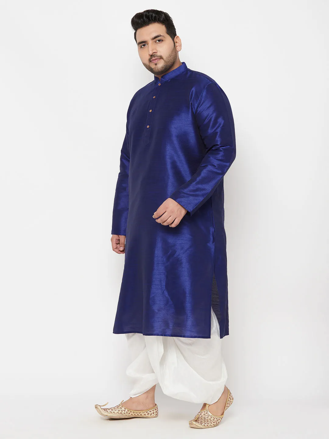 VASTRAMAY Dark Blue Silk Blend Kurta Set