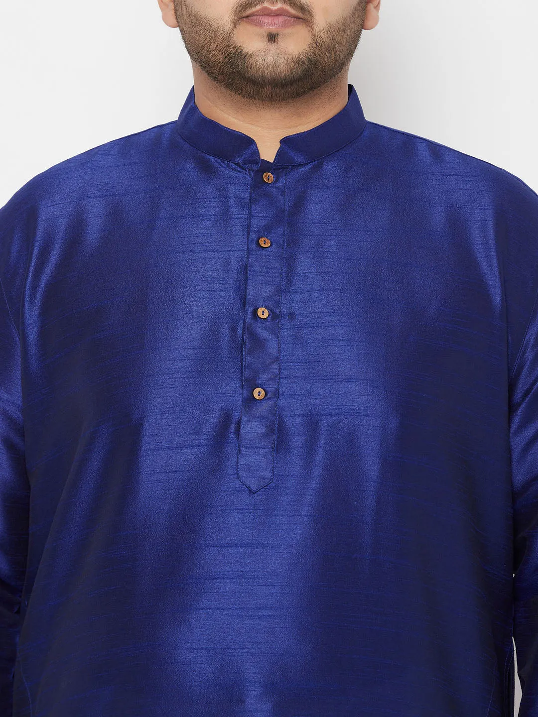 VASTRAMAY Dark Blue Silk Blend Kurta Set