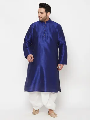 VASTRAMAY Dark Blue Silk Blend Kurta Set