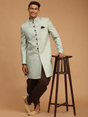 VASTRAMAY Men's Mint Green Sherwani Set