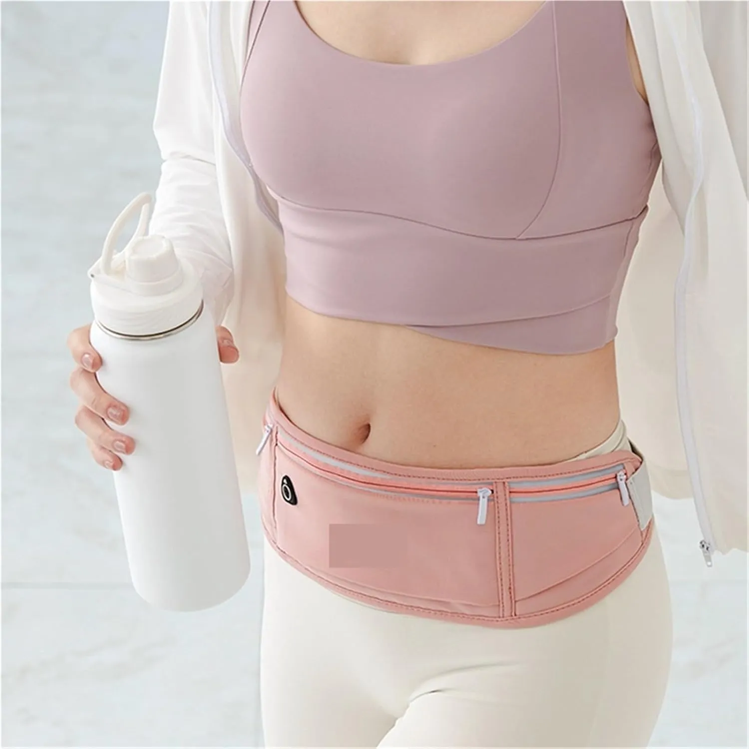 Waist Bag Sports Men Belt Bag Ultra-Thin Waterproof Mini Women Run Light Waist Pouch Anti-theft Waist Packs For Fitness and Running(Brown)