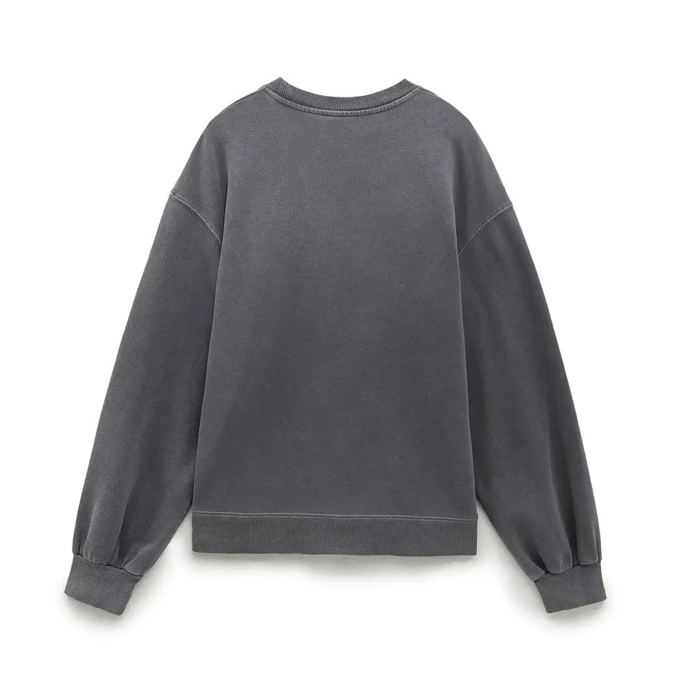 Women Clothing Girl Print Sweater Long Sleeve Top