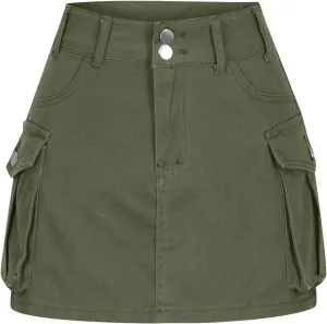 Women Denim Cargo Skirt High Waist Button Bodycon Mini Skirts Sexy Y2K Flap Pockets Skirts Summer Jeans Skirts