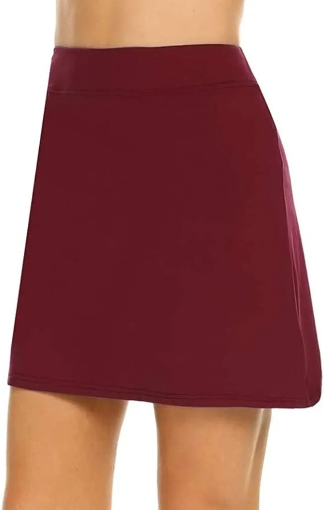 Women Mini Skirt with Shorts Trendy High Waisted Side Slit Solid Color Casual Active Golf Yoga Running Shift Skirts