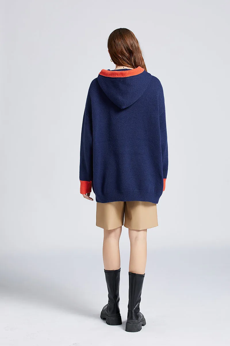 Women New Fall Winter Casual Love Long Hooded Arctic Velvet Sweater Loose Padded Top Hoodies