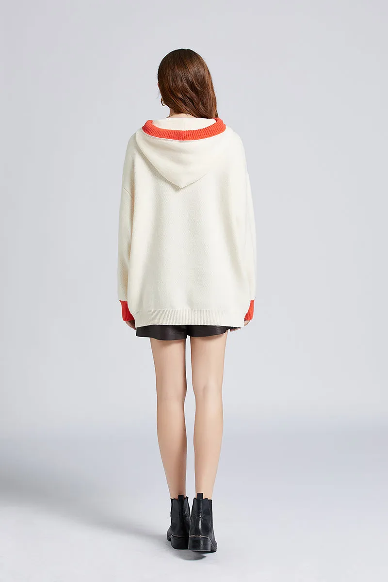 Women New Fall Winter Casual Love Long Hooded Arctic Velvet Sweater Loose Padded Top Hoodies