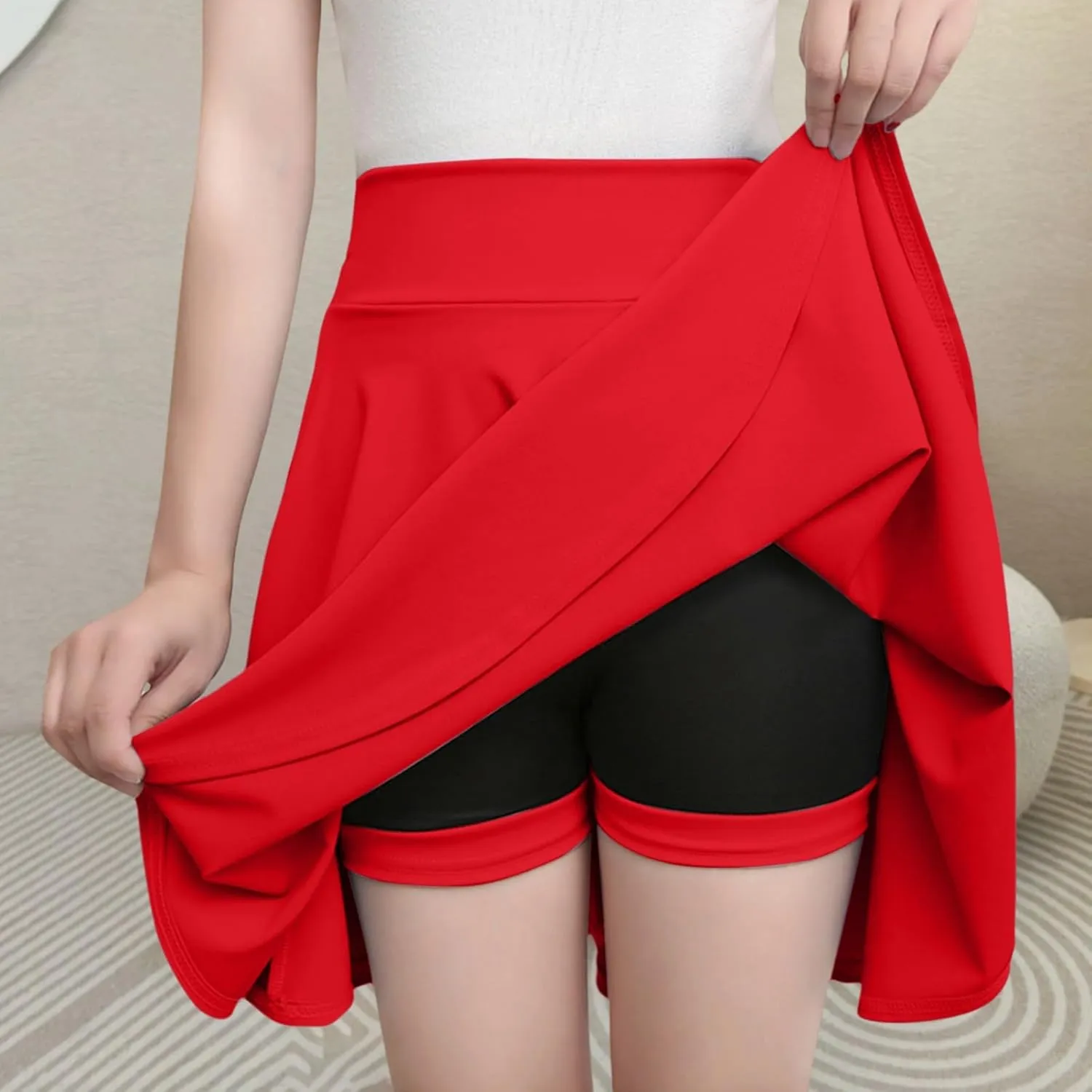 Women Tennis Skirt Pleated Casual Mini High Waist Built-in Shorts Skater Madi Skirts Performance Athletic Skort Dress