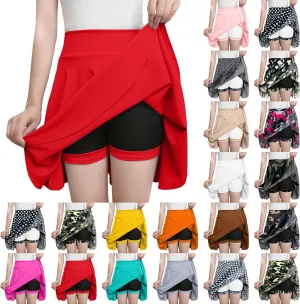 Women Tennis Skirt Pleated Casual Mini High Waist Built-in Shorts Skater Madi Skirts Performance Athletic Skort Dress