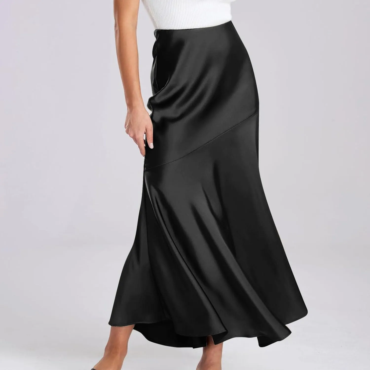 Women's Elegant Long Skirt Wrap Hip Elastic Waist Flared A-Line Maxi Skirts 2025 Trendy Summer Formal Wedding Skirts