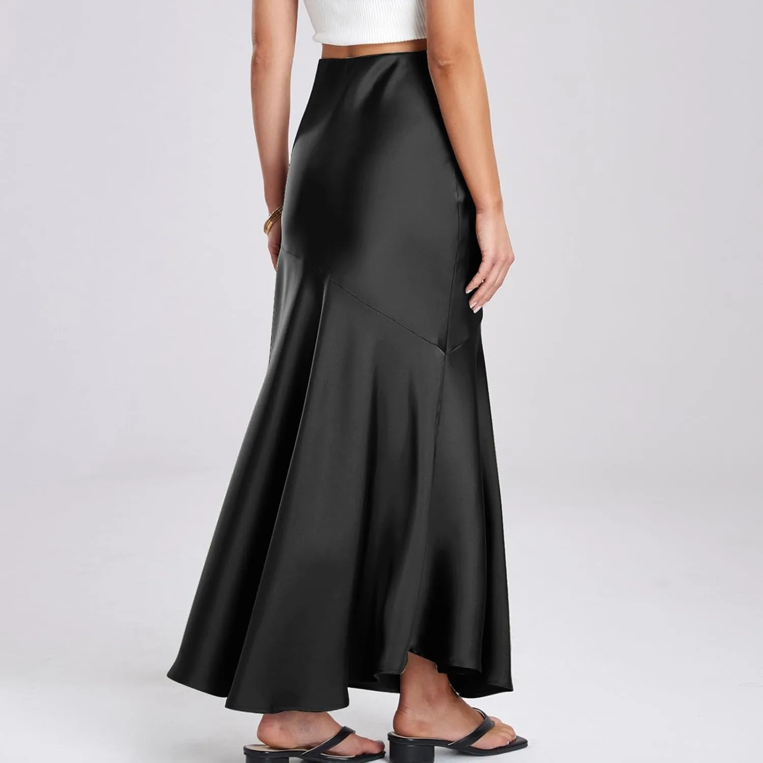 Women's Elegant Long Skirt Wrap Hip Elastic Waist Flared A-Line Maxi Skirts 2025 Trendy Summer Formal Wedding Skirts