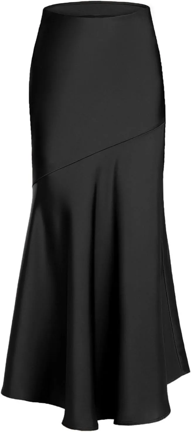 Women's Elegant Long Skirt Wrap Hip Elastic Waist Flared A-Line Maxi Skirts 2025 Trendy Summer Formal Wedding Skirts