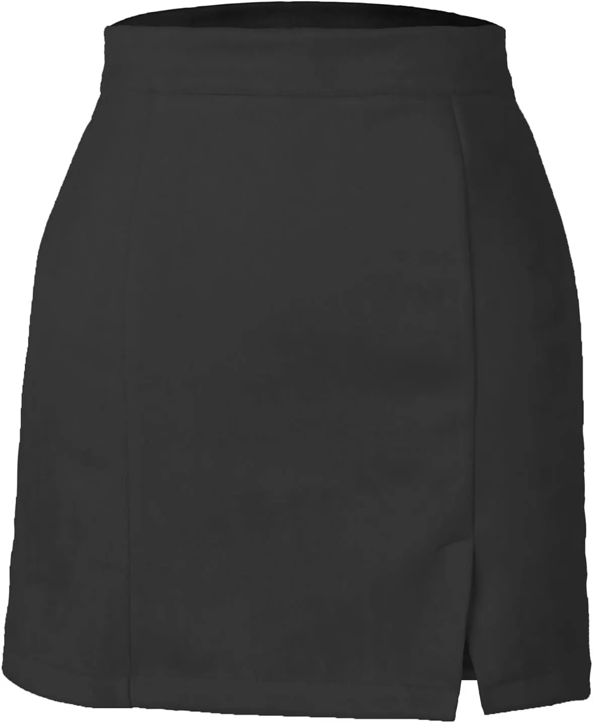 Womens Faux Suede Mini Skirt with Slit Hem, High Waisted Side Split Bodycon Short Skirt Zipper Back Sexy Work Skirts